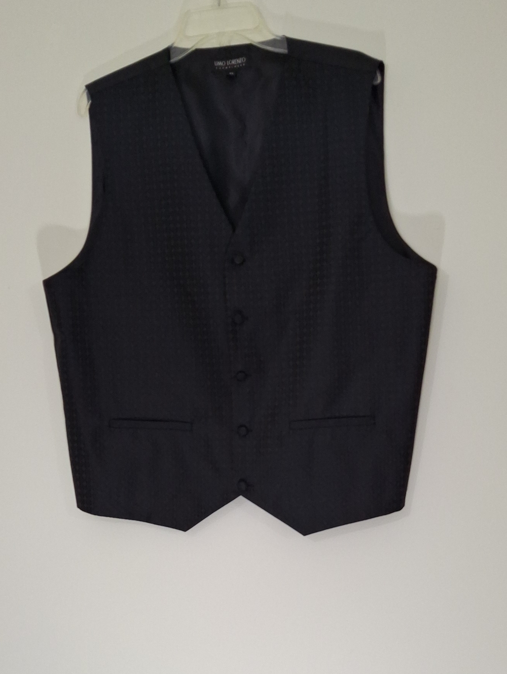 Umo Lorenzo Black Textured Men's Dress Vest, Size XL